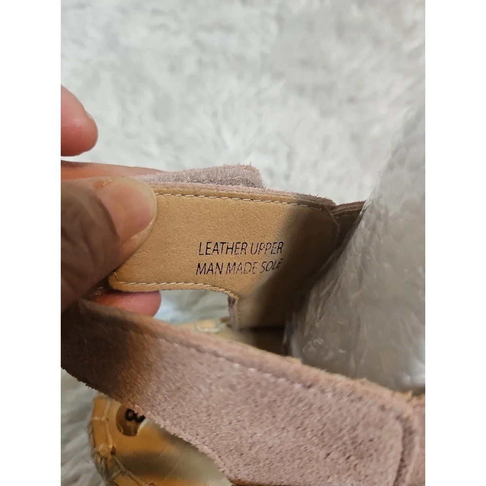 Jutelia Pink Suede Leather‎ Espadrilles Wedge 3